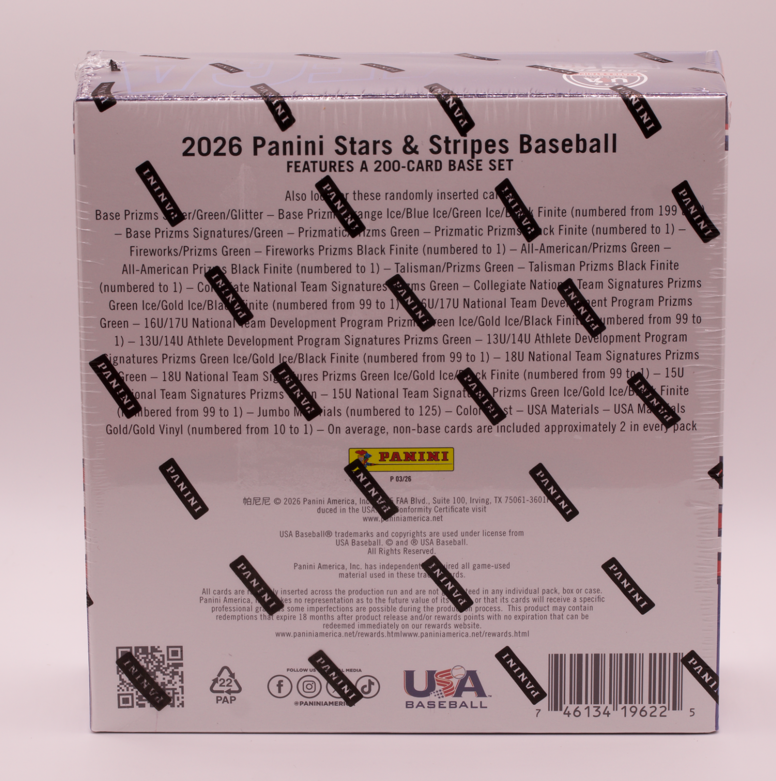 2026 Panini Prizm USA Baseball Stars & Stripes Mega Box Sealed 3 Autos Relics