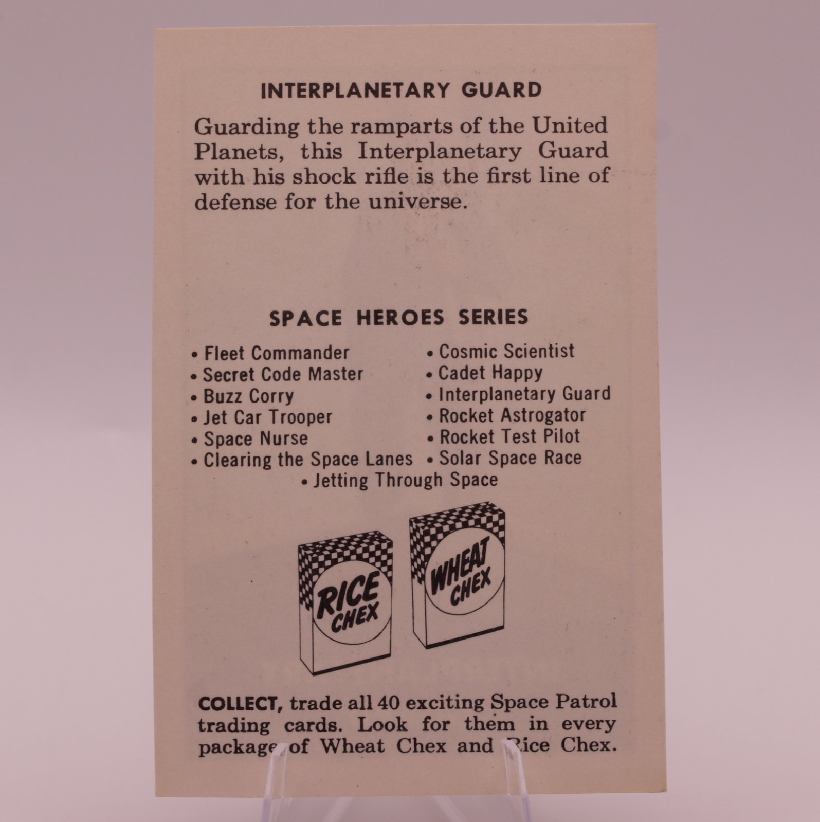 1953 Ralston Purina Space Patrol Interplanetary Guard F280-3 Chex Cereal Card