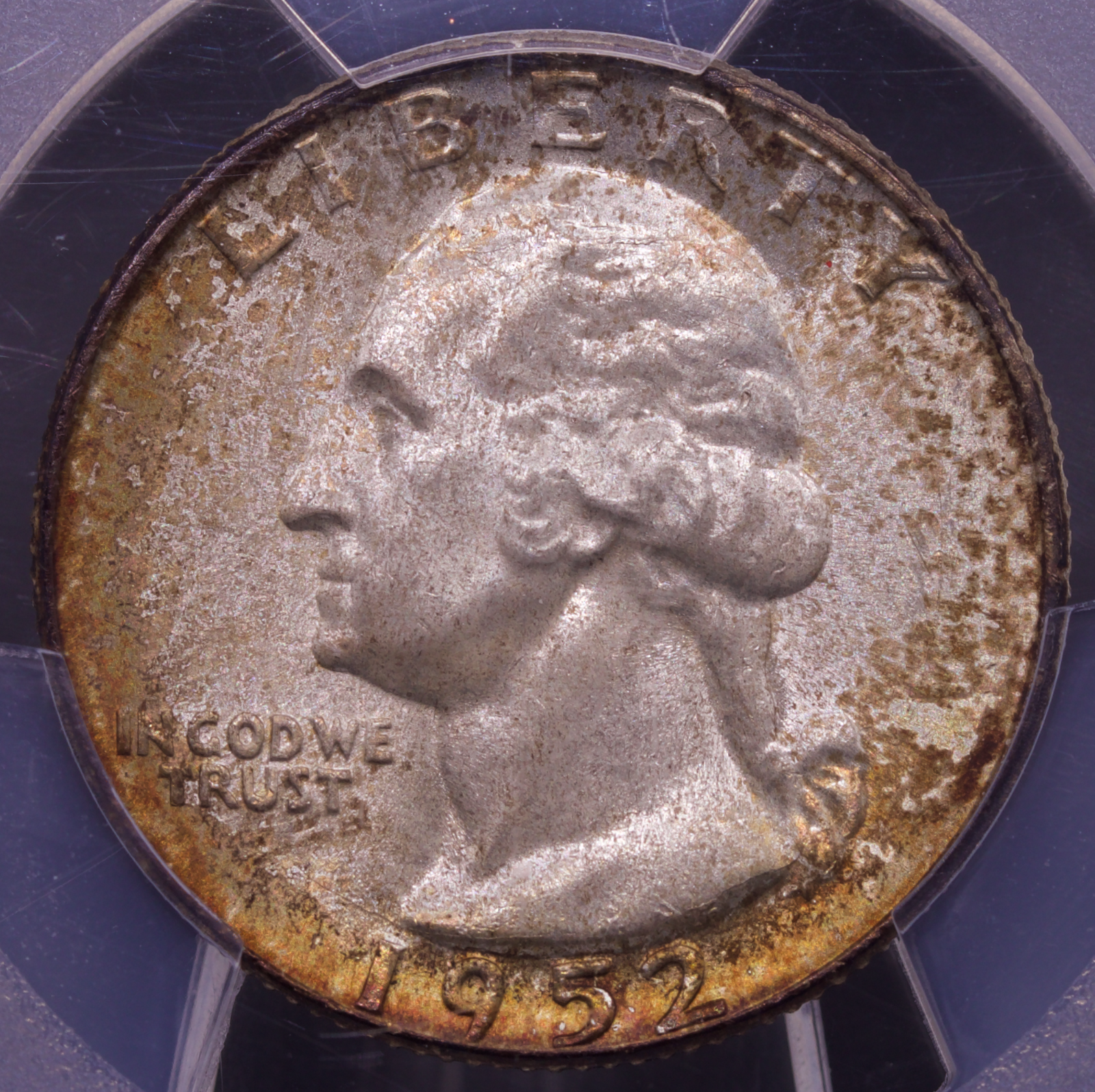 1952-D Washington Quarter PCGS MS67 Toned Silver 25C Gem Uncirculated Coin