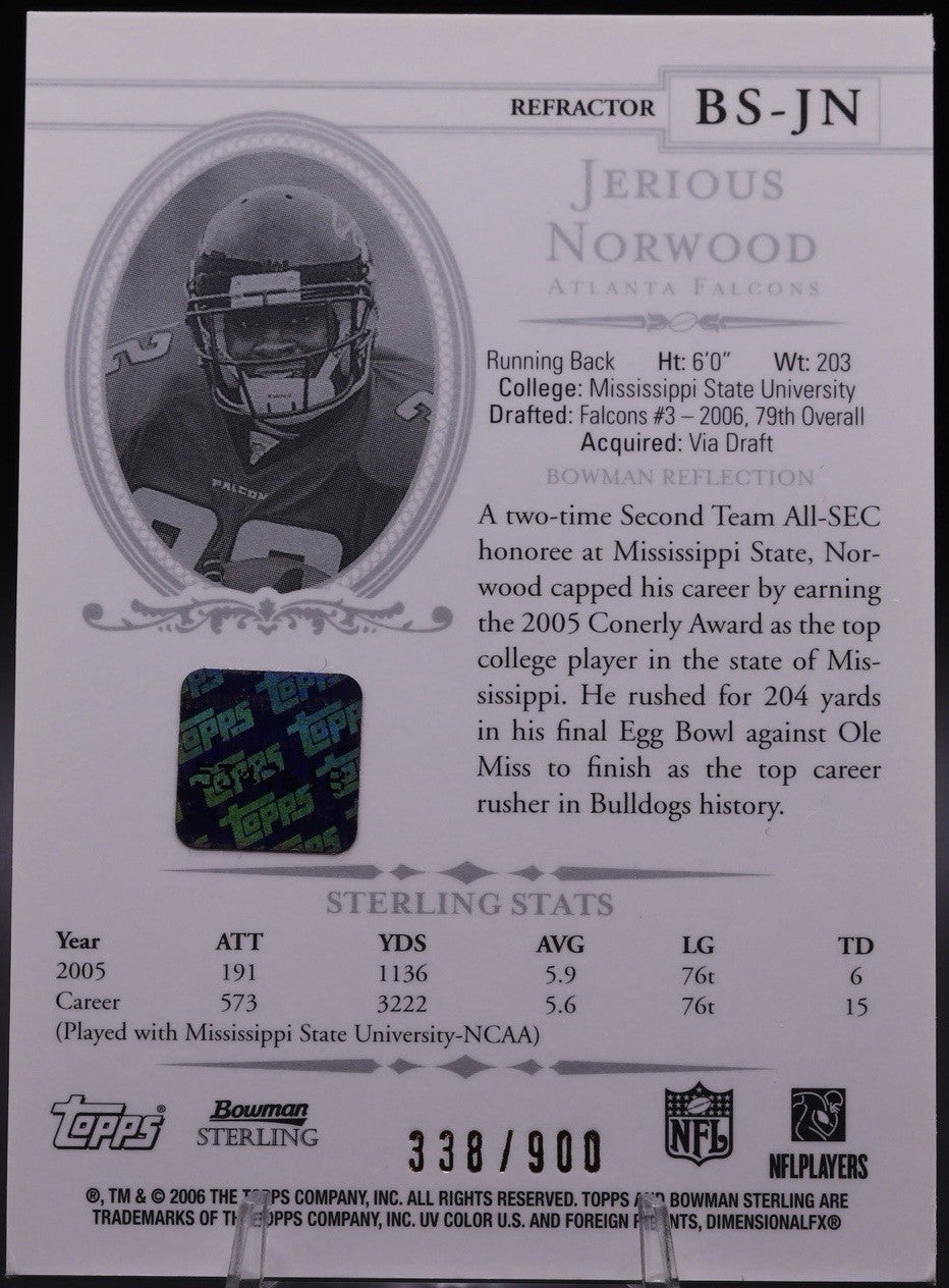 2006 Bowman Sterling Jerious Norwood RC Auto Patch Refractor /900 Falcons