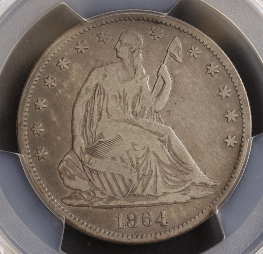 1864 Seated Liberty Half Dollar PCGS Genuine • Civil War Date VG Detail Cleaned