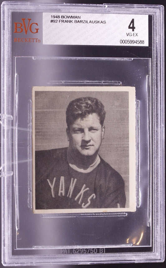 1948 Bowman #92 Frank Barzilauskas Yanks BVG 4 VG-EX Football Card