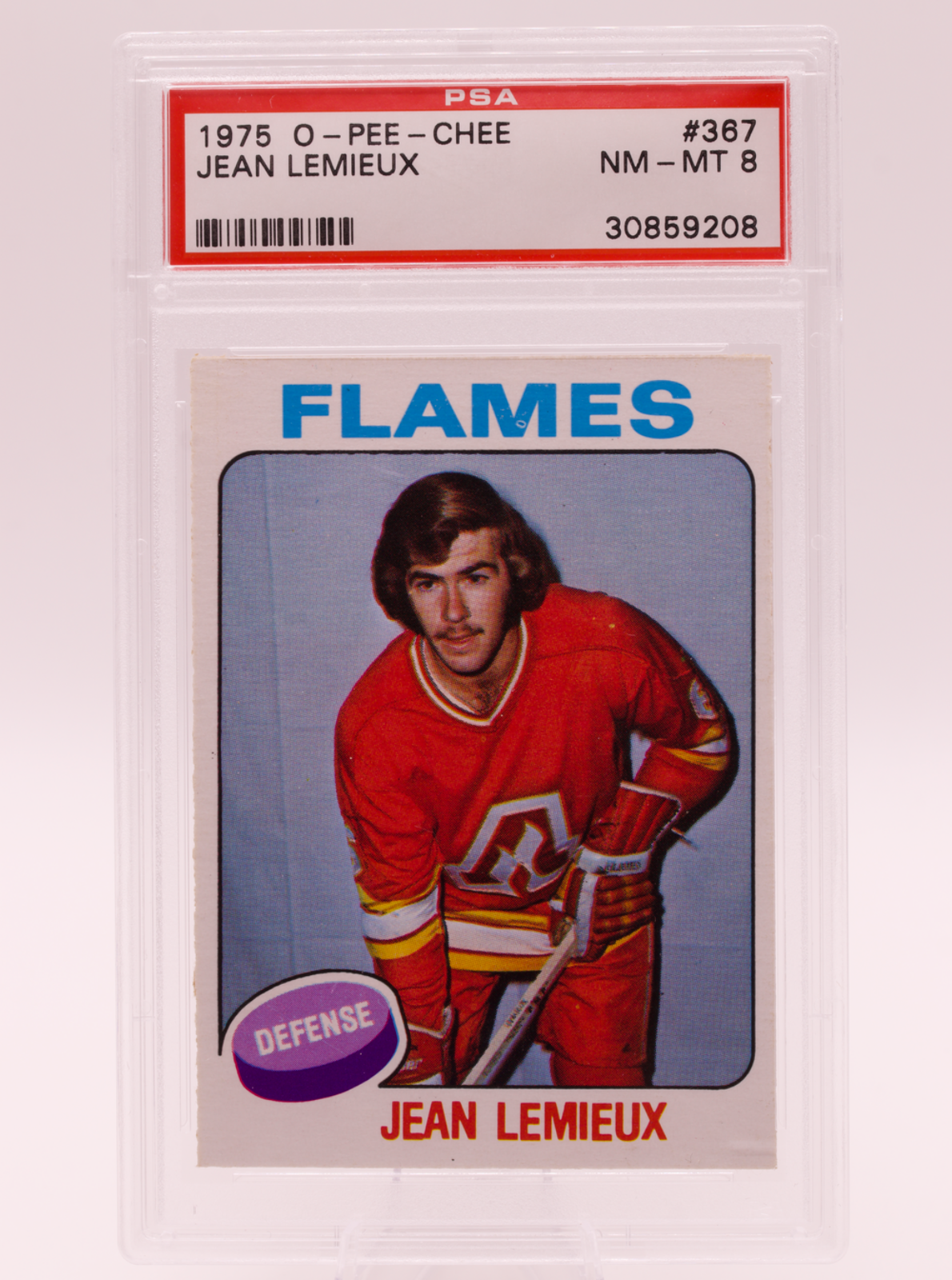 1975 O-Pee-Chee #367 Jean Lemieux PSA 8 NM-MT Atlanta Flames OPC Hockey Card