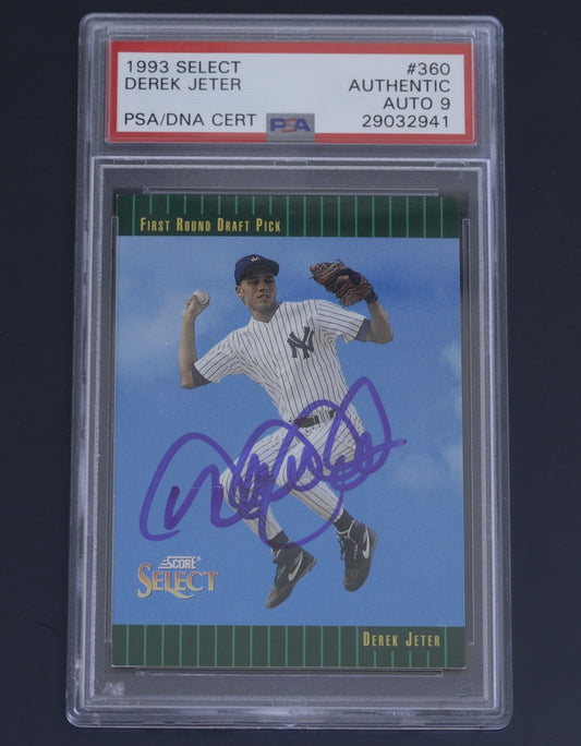 Signed 1993 Score Select Derek Jeter Rookie #360 PSA/DNA Auto 9 Yankees