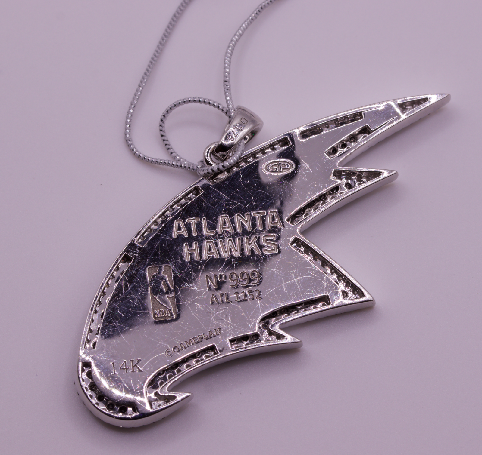 Atlanta Hawks Gameplan NBA Diamond Pendant 14K White Gold 3.78ctw