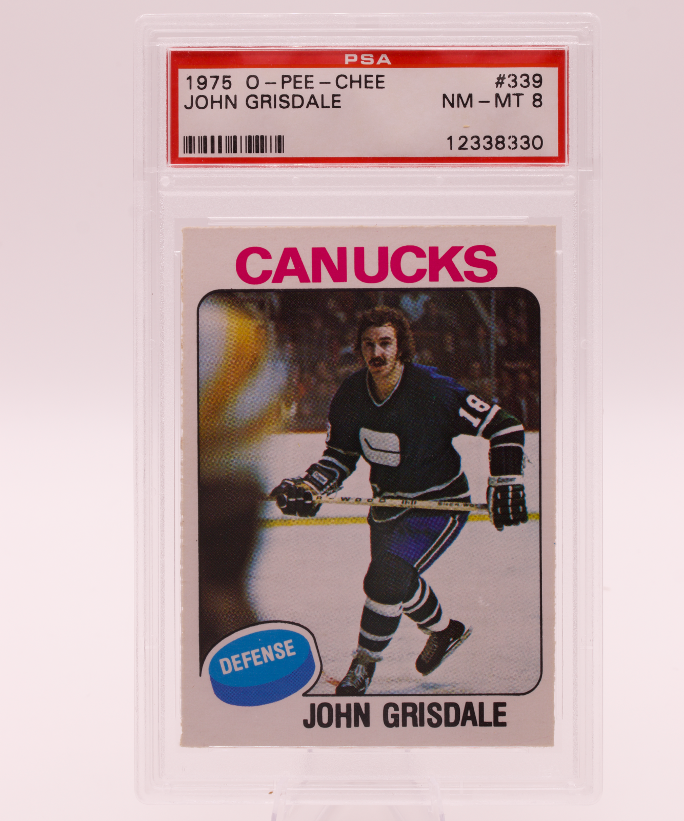 1975 O-Pee-Chee #339 John Grisdale ROOKIE RC PSA 8 NM-MT Vancouver Canucks NHL
