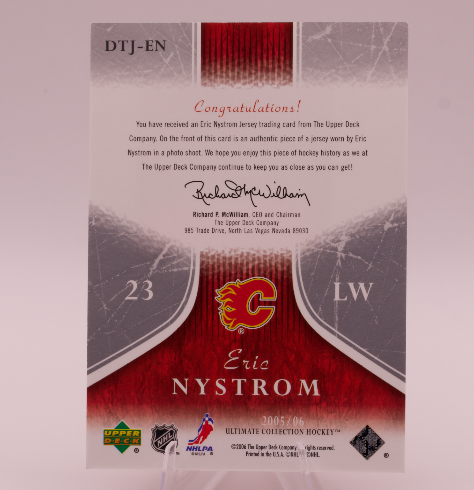 2005-06 Upper Deck Ultimate Collection Eric Nystrom Debut Threads Jersey /250