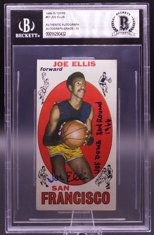 1969 Topps Joe Ellis #57 Beckett Authentic Auto 10 Inscribed SF Warriors RC