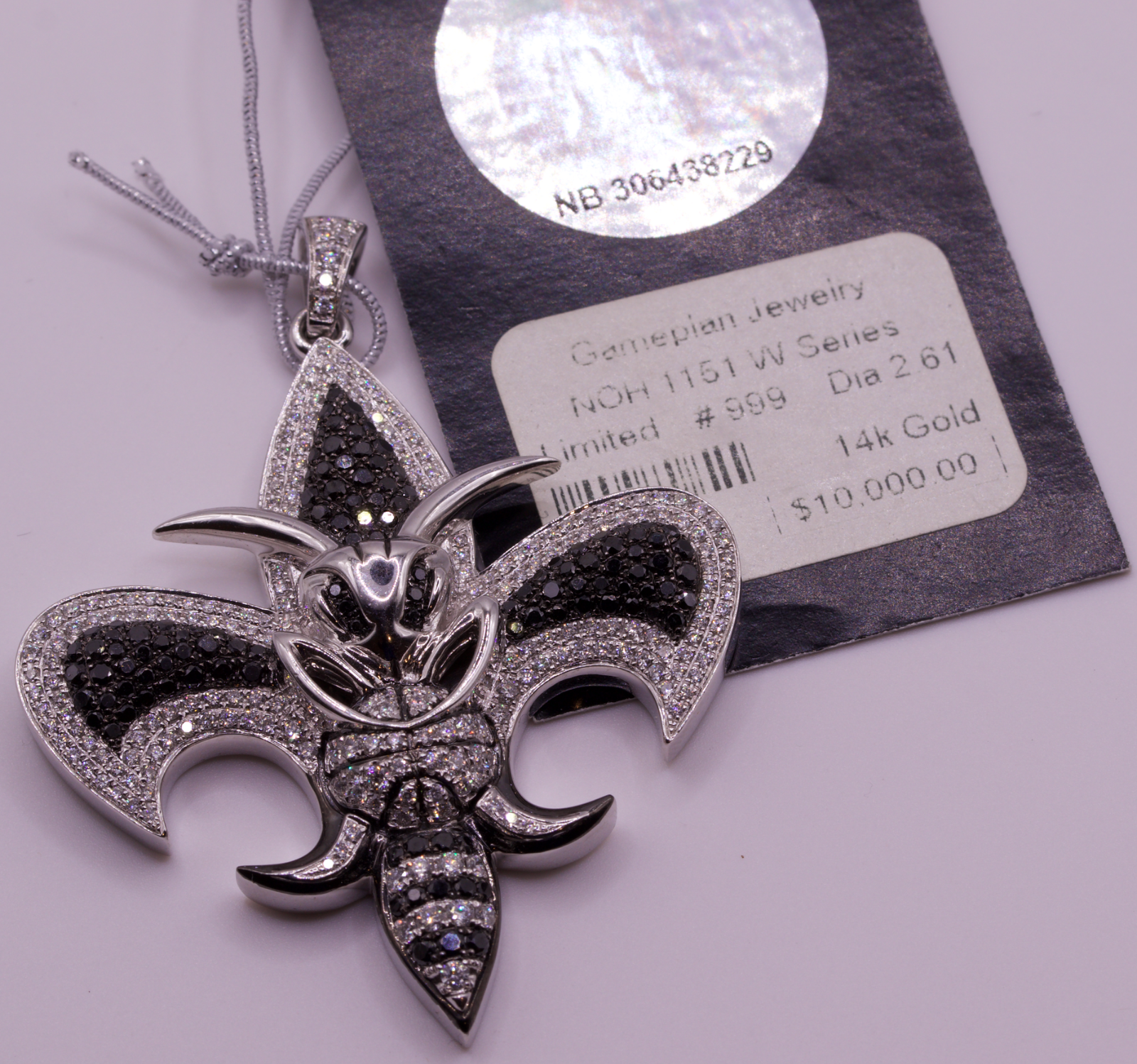 New Orleans Hornets NBA Gameplan 14K White Gold Diamond Pendant 2.61ctw