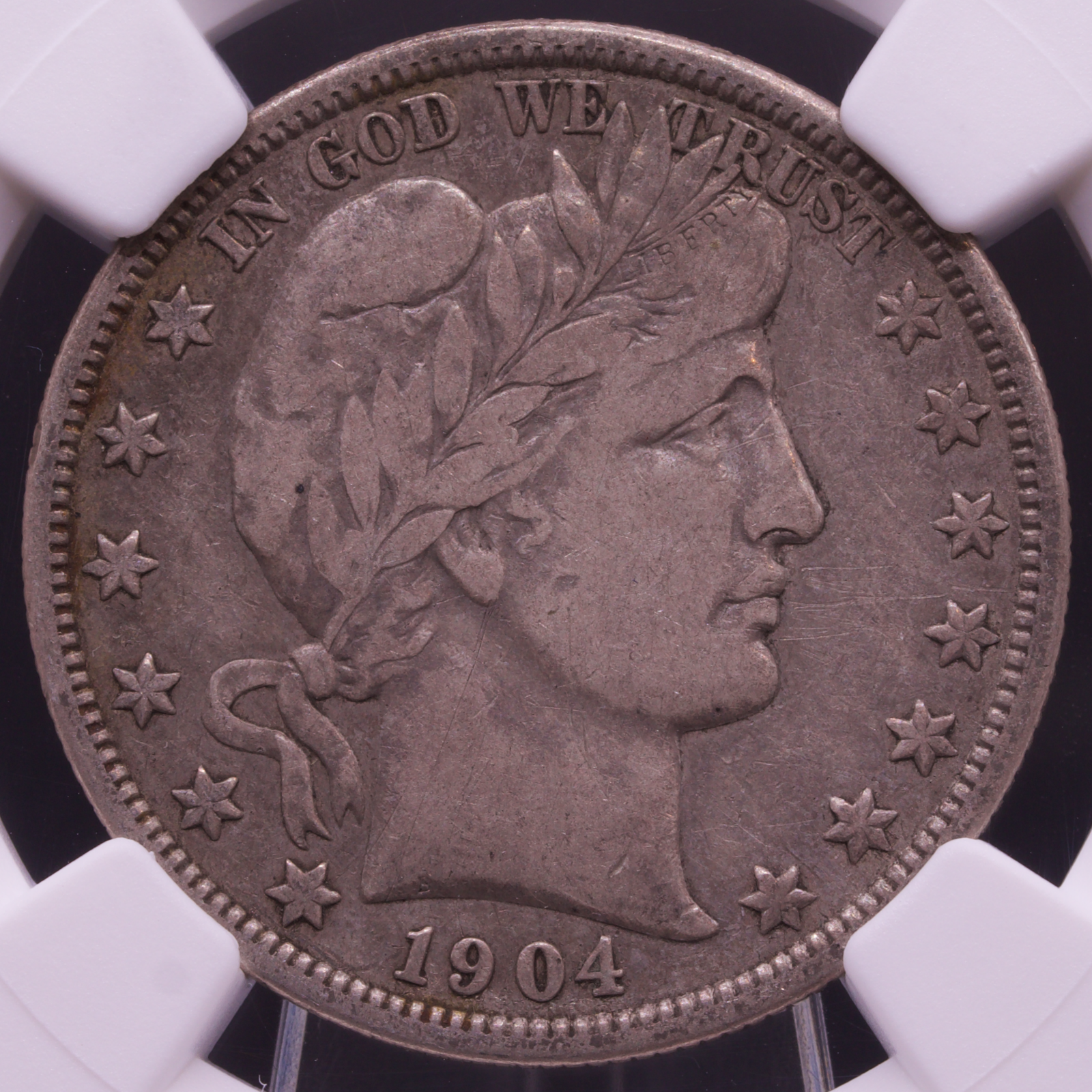 1904-O Barber Half Dollar 50C NGC VF25 — Scarce New Orleans Semi-Key Date