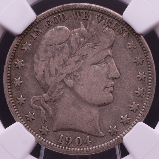 1904-O Barber Half Dollar 50C NGC VF25 — Scarce New Orleans Semi-Key Date