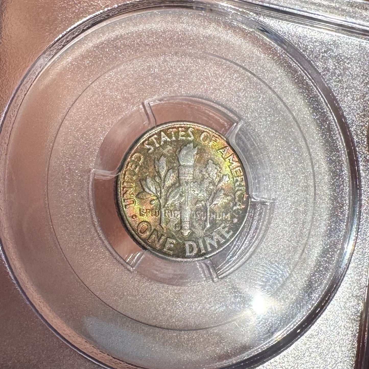 1958-D Roosevelt Dime PCGS MS66 • Colorful Rim Toning • Toned 10C Coin