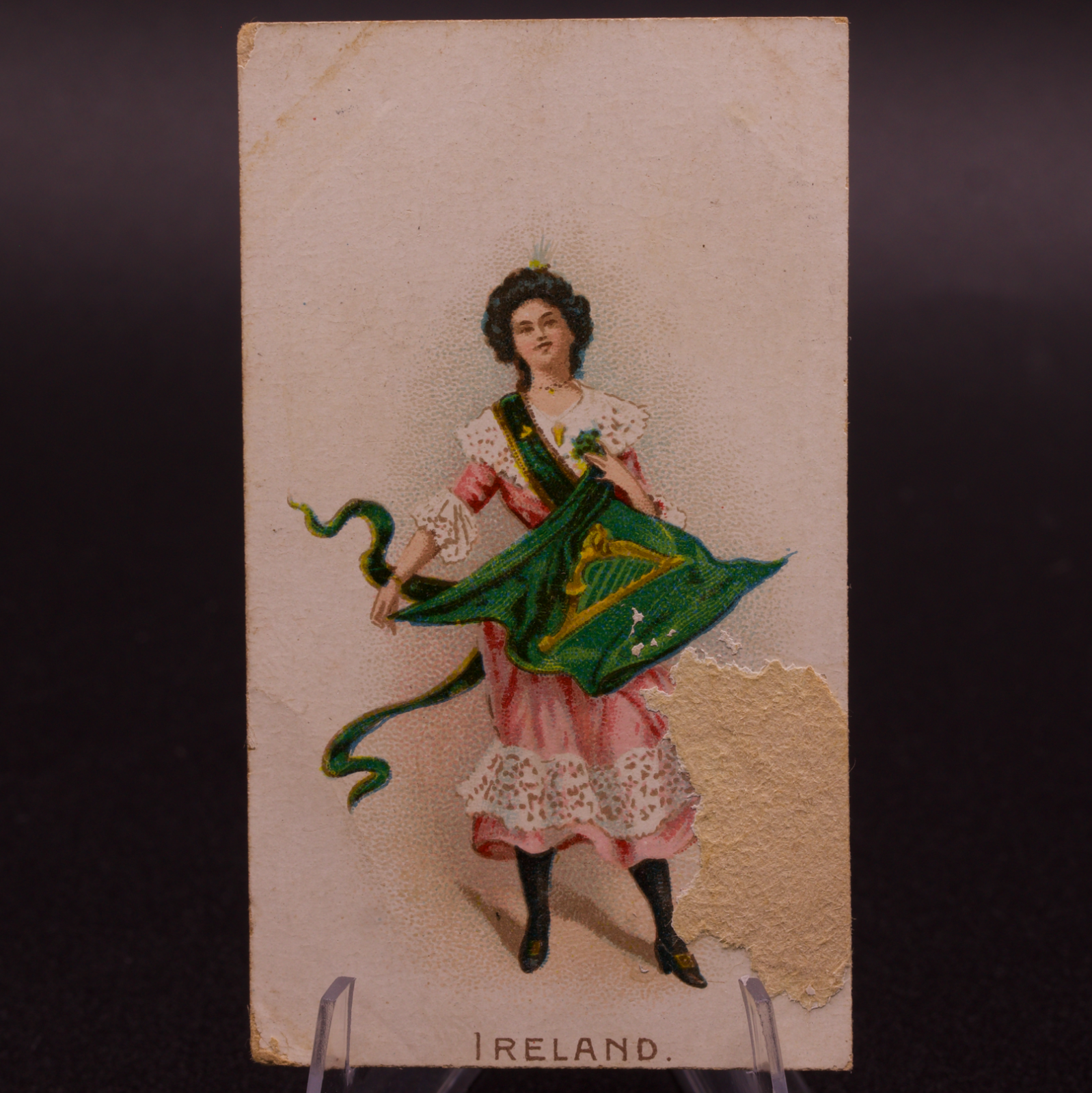 1908 Wills Flag Girls of All Nations Ireland No. 46 Capstan Navy Cut Cigarette
