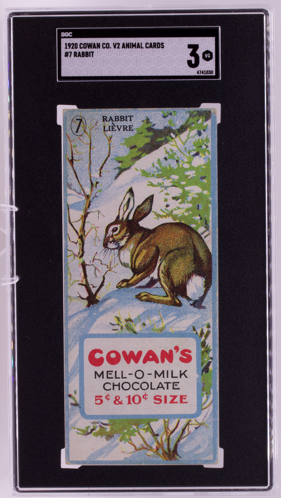 1920 V2 Cowan Co. Animal Cards #7 Rabbit SGC 3 VG Mell-O-Milk Chocolate Card