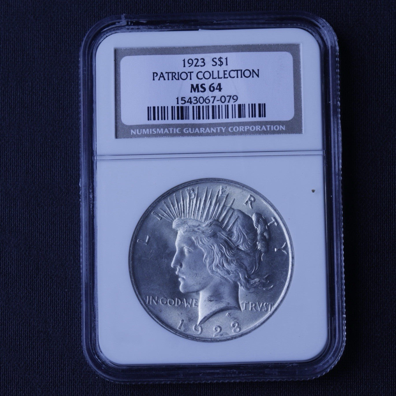 1923 Peace Dollar NGC MS64 • Patriot Collection • 90% Silver $1 Coin