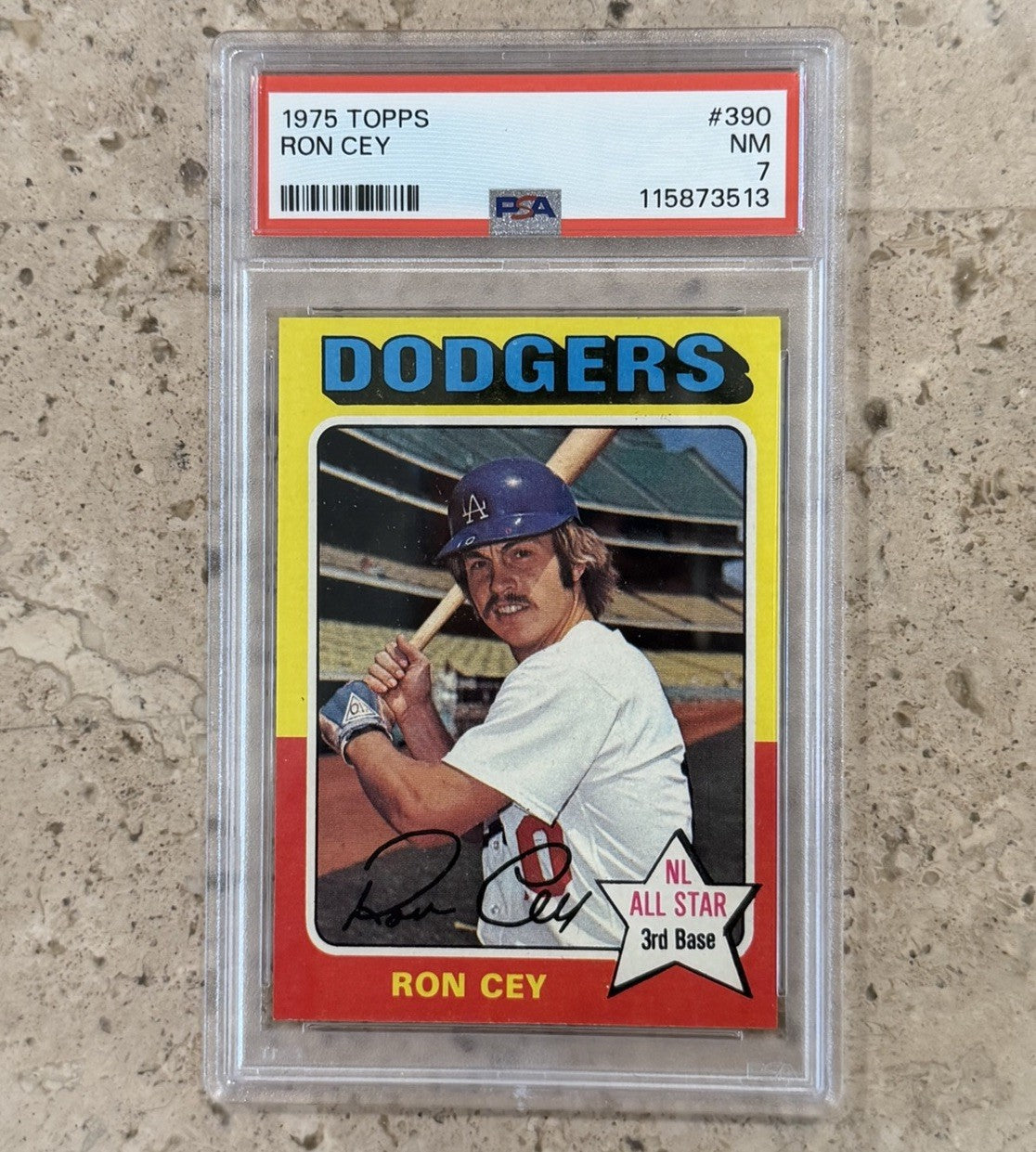 1975 Topps #390 Ron Cey PSA 7 NM Los Angeles Dodgers NL All Star Vintage Card