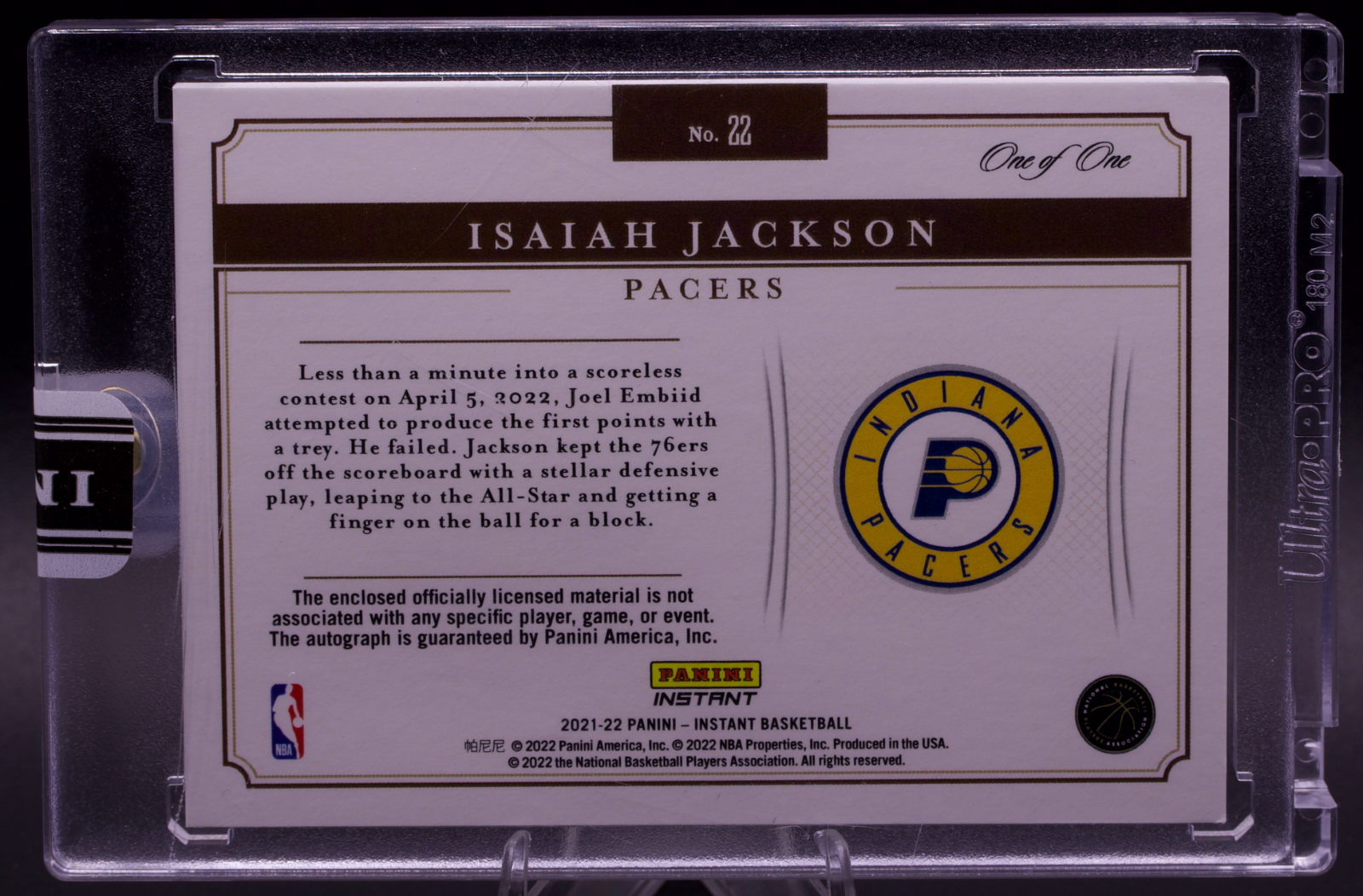 2021-22 Panini Instant Prime Signatures Isaiah Jackson ON-CARD LOGOMAN AUTO 1/1