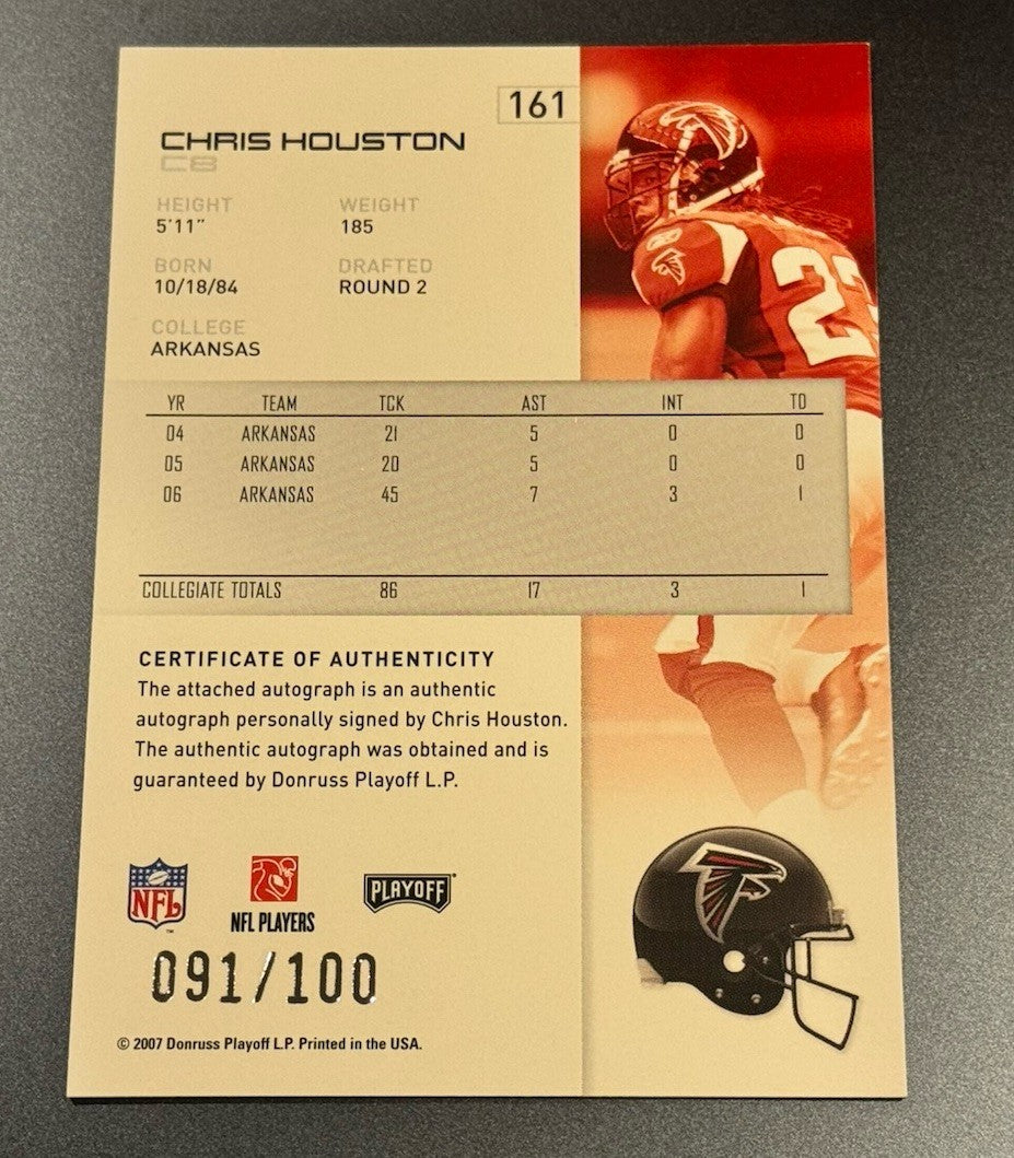 2007 Playoff NFL Playoffs Silver Signatures /100 Chris Houston Rookie Auto RC