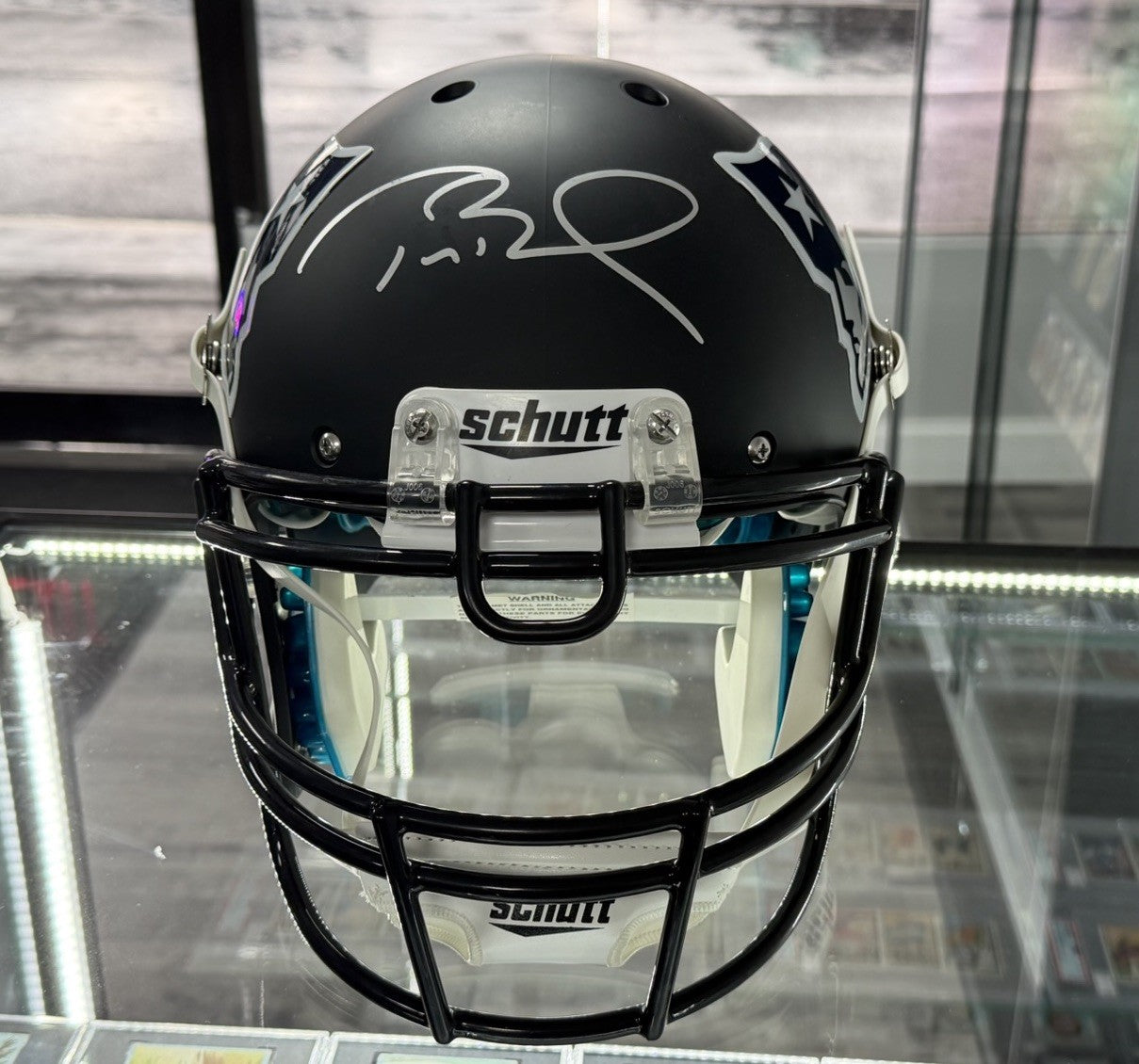 Tom Brady Signed Patriots Matte Black Schutt Full Size Helmet PSA Beckett LOA