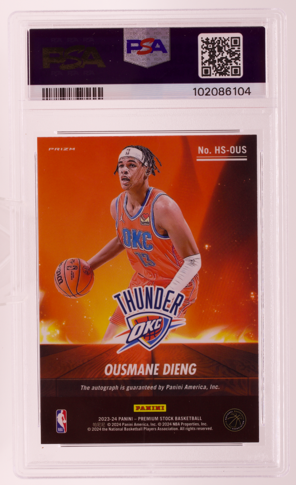 2023-24 Hoops Premium Stock Ousmane Dieng Hot Signatures Auto PSA 10 Thunder