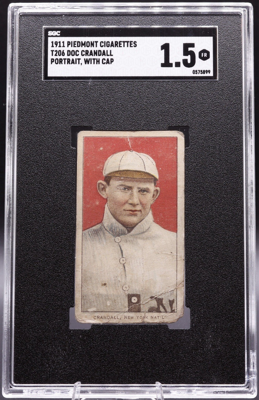 1911 Piedmont Cigarettes T206 Doc Crandall Portrait With Cap SGC 1.5 FR