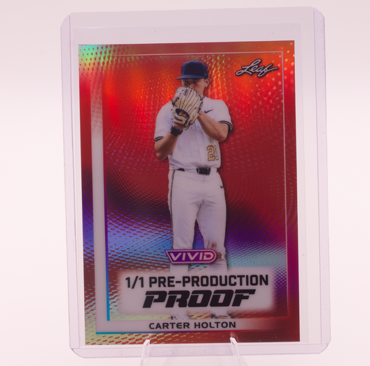2026 Leaf Vivid Carter Holton 1/1 Pre-Production Proof Vanderbilt Prospect RC