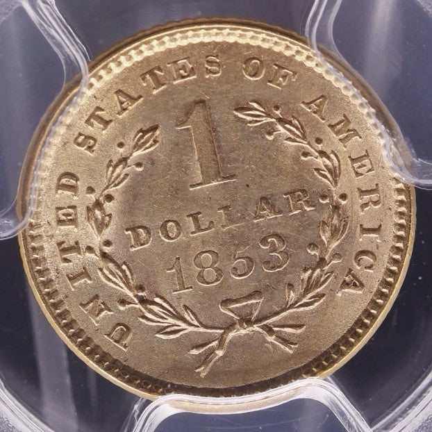 1853 Type 1 Indian Princess Head Gold Dollar $1 PCGS MS62