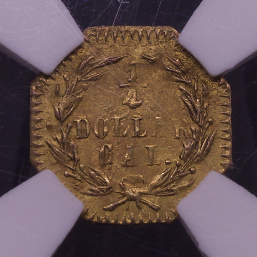 1876 Octagonal Gold Quarter Dollar BG-780 NGC MS64 Octagonal Liberty Cali Gold