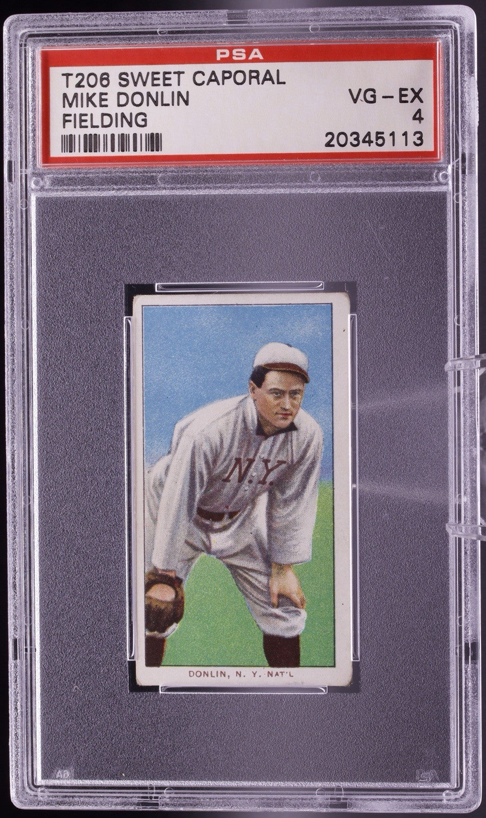1909-11 T206 Mike Donlin Fielding Sweet Caporal 150 PSA 4 VG-EX New York Giants