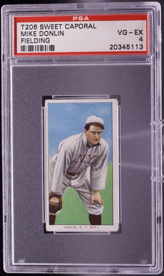 1909-11 T206 Mike Donlin Fielding Sweet Caporal 150 PSA 4 VG-EX New York Giants