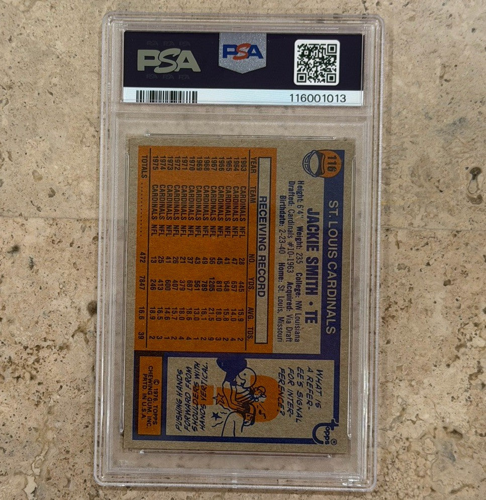 1976 Topps #116 Jackie Smith PSA 8 NM-MT St Louis Cardinals HOF Tight End Card