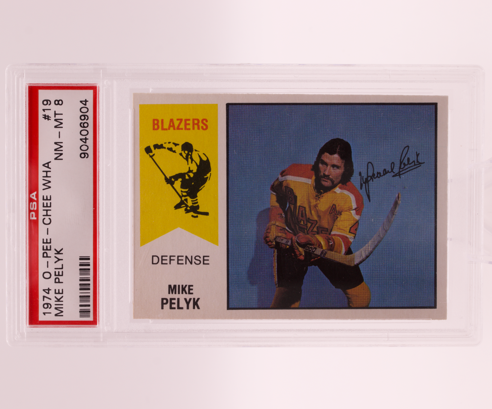 1974 O-Pee-Chee WHA Mike Pelyk #19 PSA 8 NM-MT Vancouver Blazers Vintage OPC