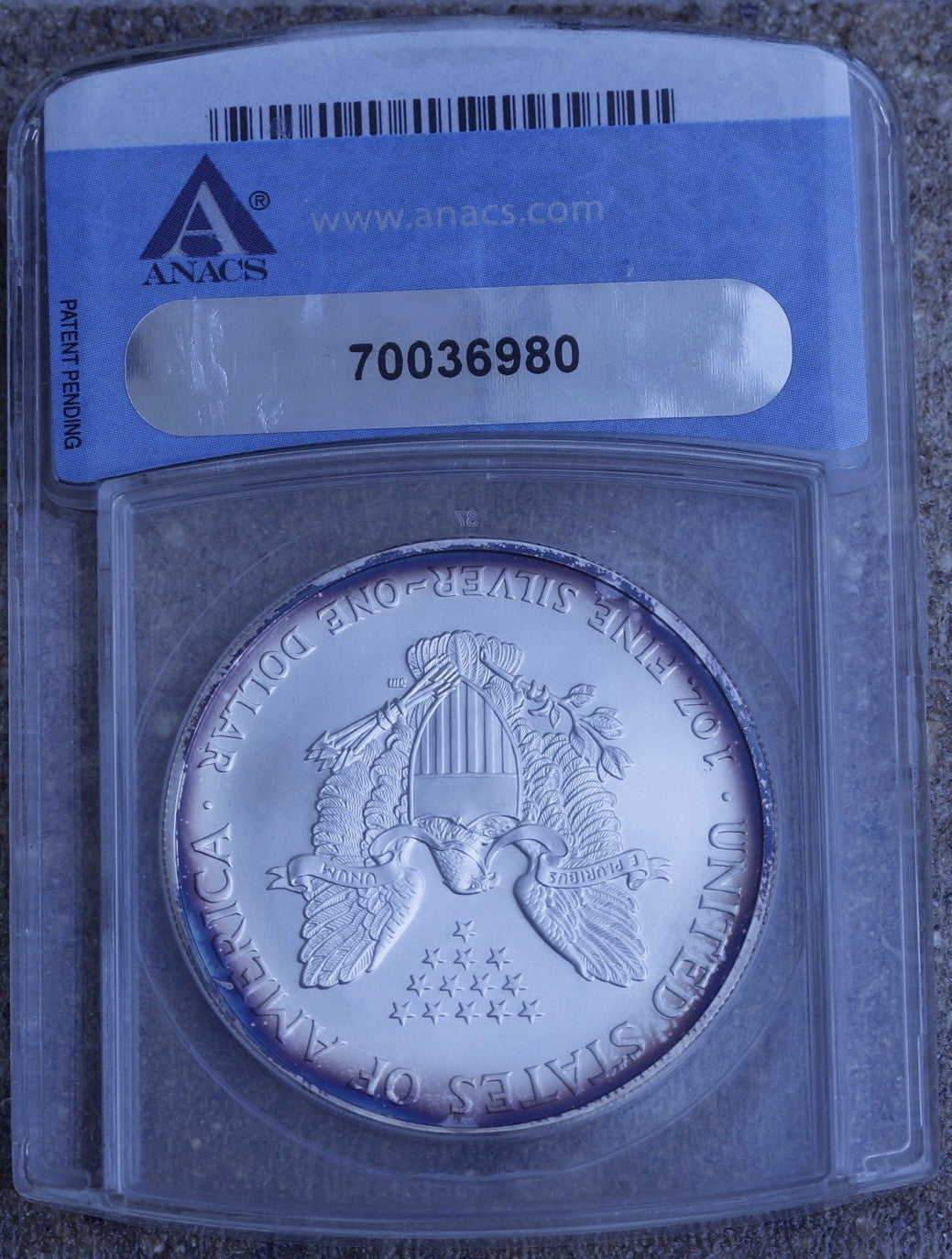 2005 Silver Eagle $1 ANACS MS69 • Reagan Label • Vibrant Edge Toning