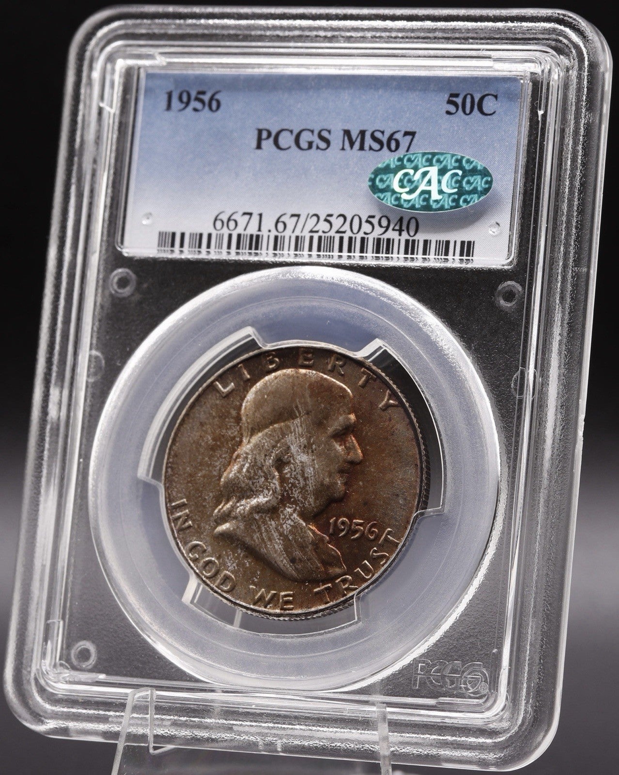 1956 Philadelphia Franklin Silver Half Dollar PCGS MS67 CAC Certified Coin