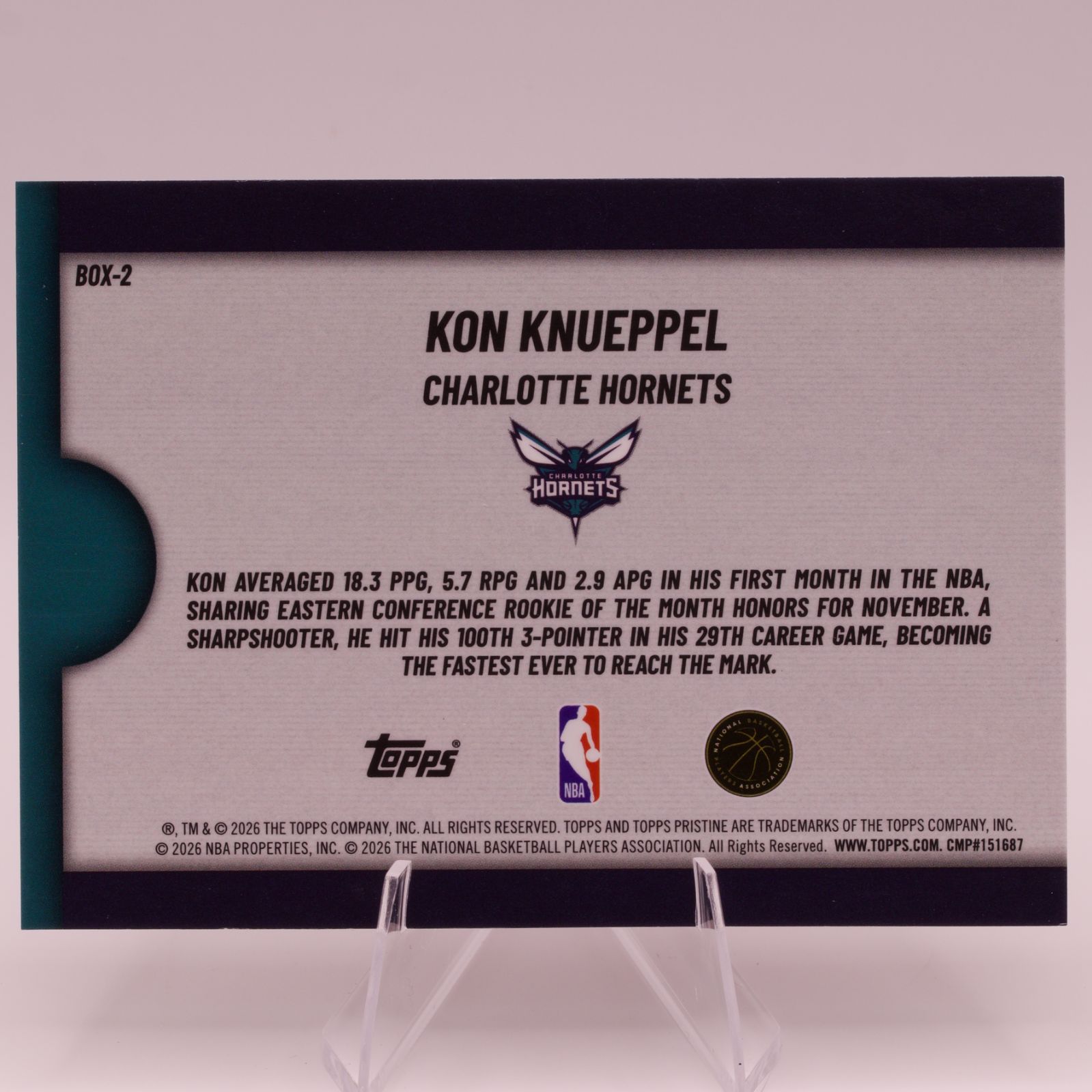 2025-26 Topps Pristine Kon Knueppel Fresh Out The Box RC BOX-2 Charlotte Hornets