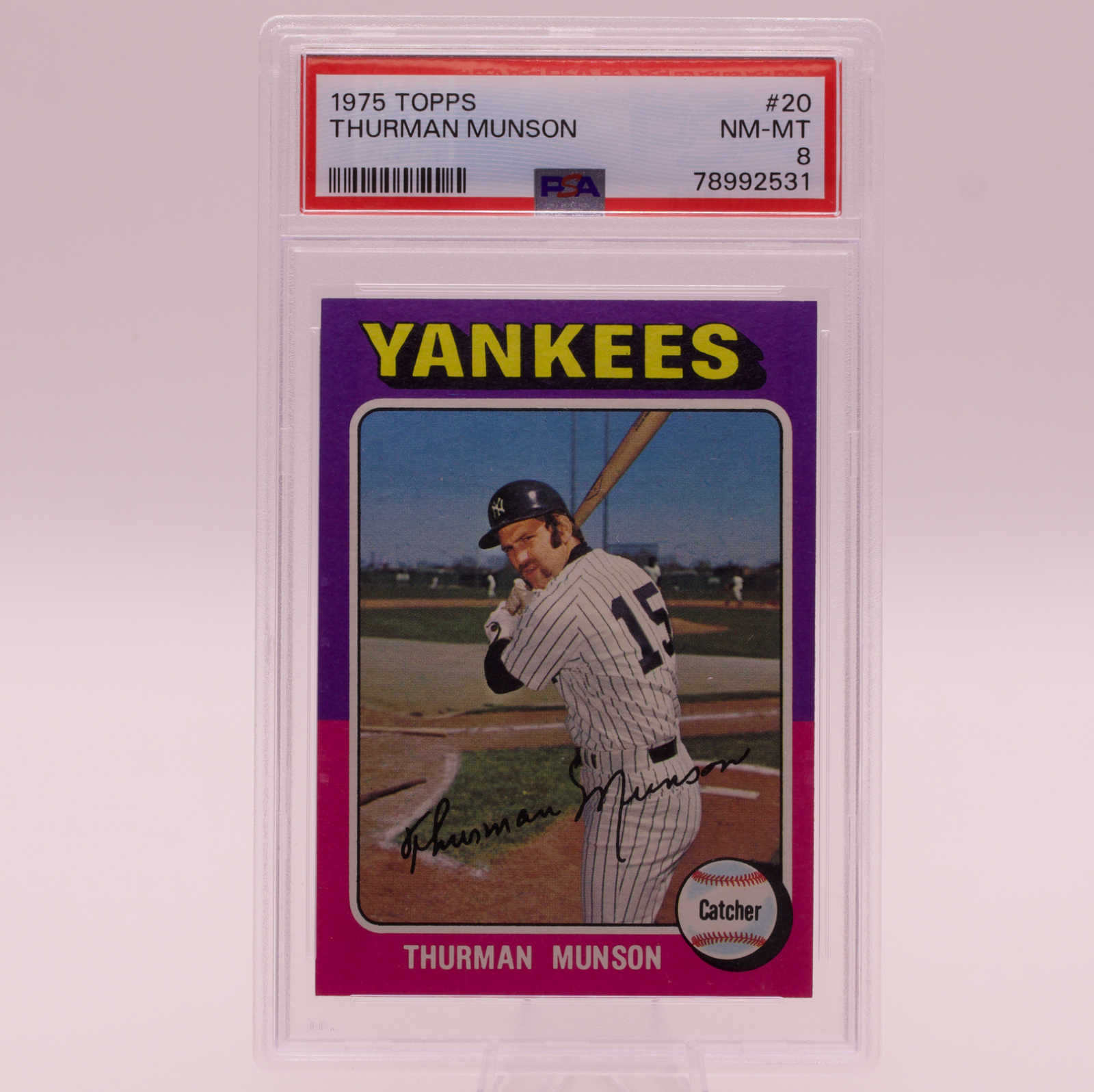 1975 Topps Thurman Munson #20 PSA 8 NM-MT New York Yankees Baseball Card