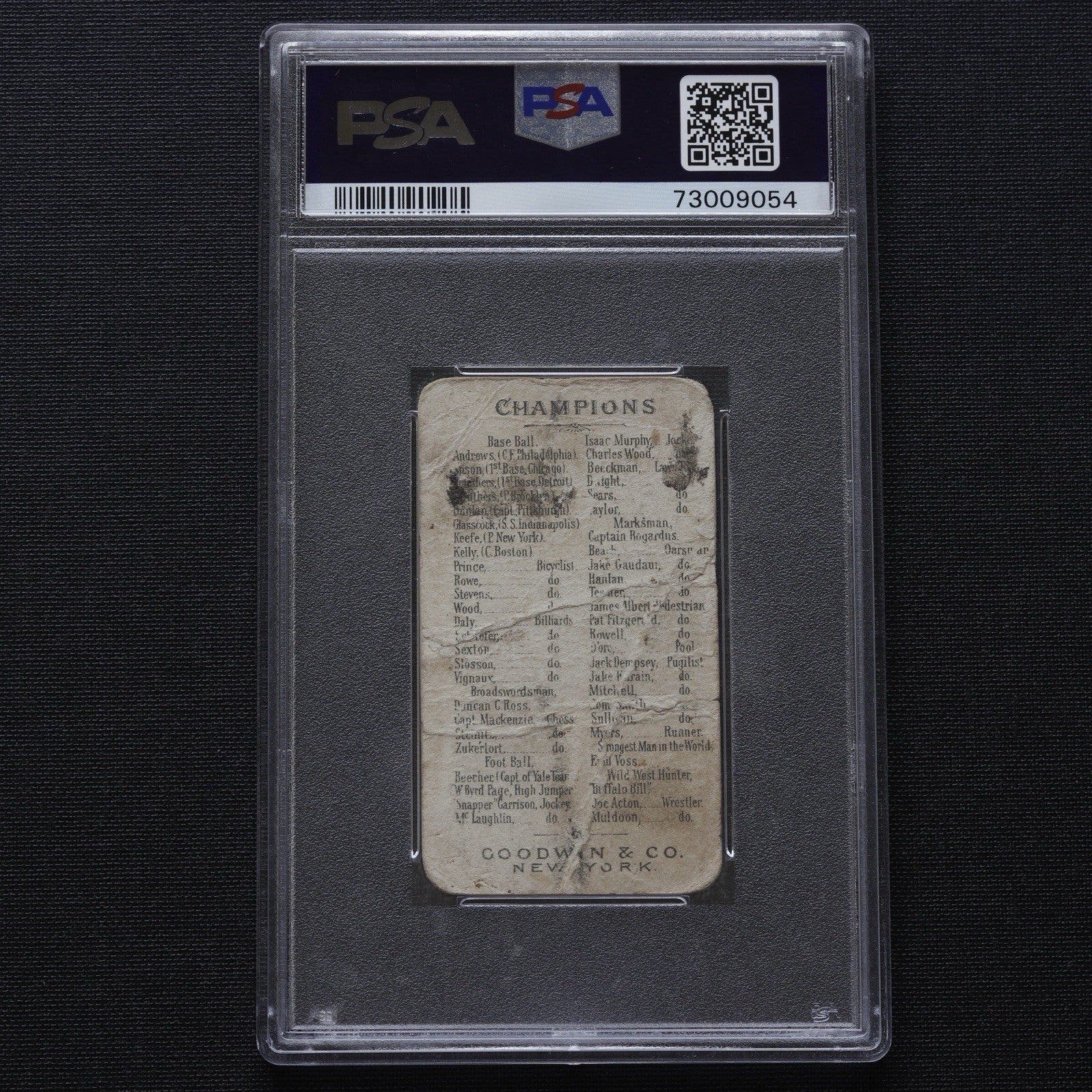 1888 N162 Goodwin Champions Jack Dempsey PSA 1 • Historic 19th Century Boxing