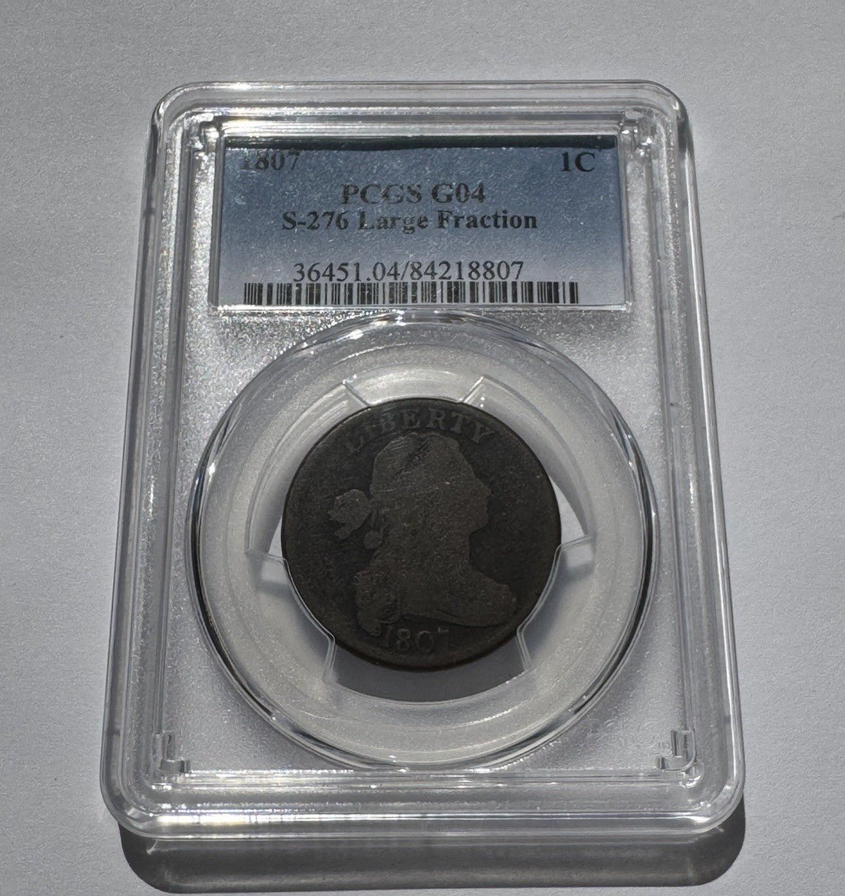 1807 Large Cent – PCGS G04 Large Fraction S-276 Variety Draped Bust Copper Cent
