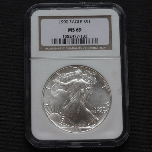 1990 American Silver Eagle $1 NGC MS69 • 1 oz .999 Fine Silver Dollar