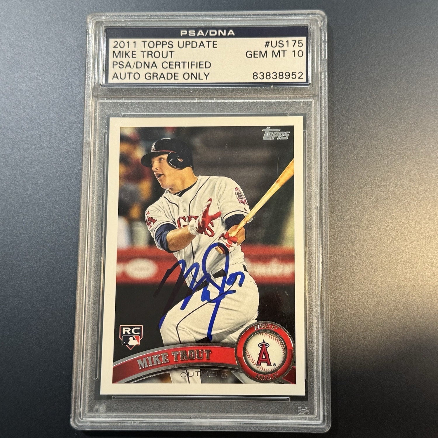 2011 Topps Update Mike Trout RC US175 Auto PSA/DNA 10 Steiner Holo • Rookie card