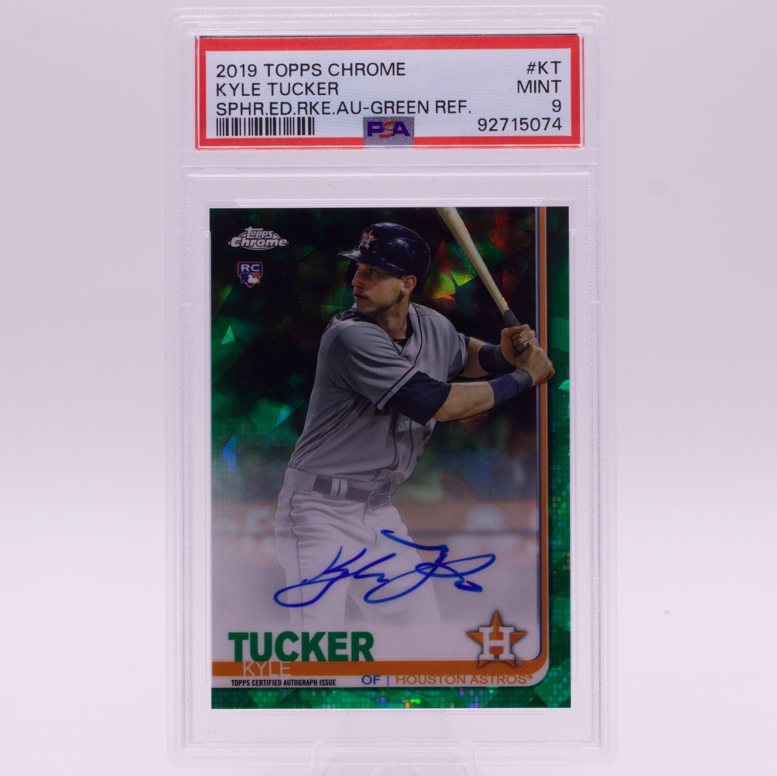 2019 Topps Chrome Sapphire Kyle Tucker Rookie Auto Green Refractor PSA 9 /50