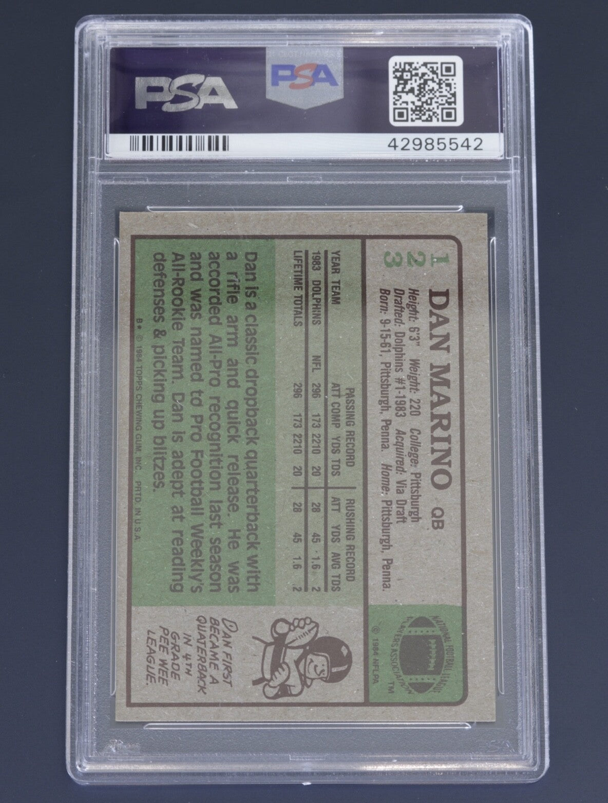 Signed 1984 Topps Dan Marino Rookie #123 PSA Authentic PSA/DNA Auto 10