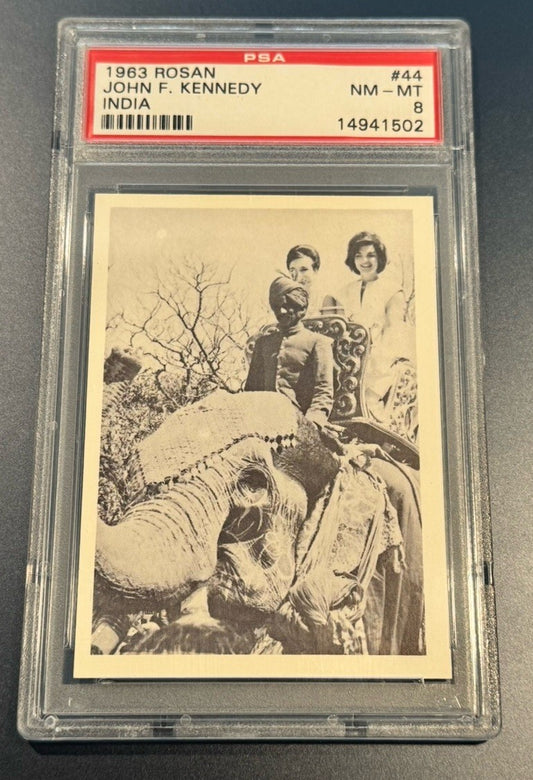 1963 Rosan #44 JFK India • PSA 8 NM-MT • Jackie Kennedy Elephant Ride 1962