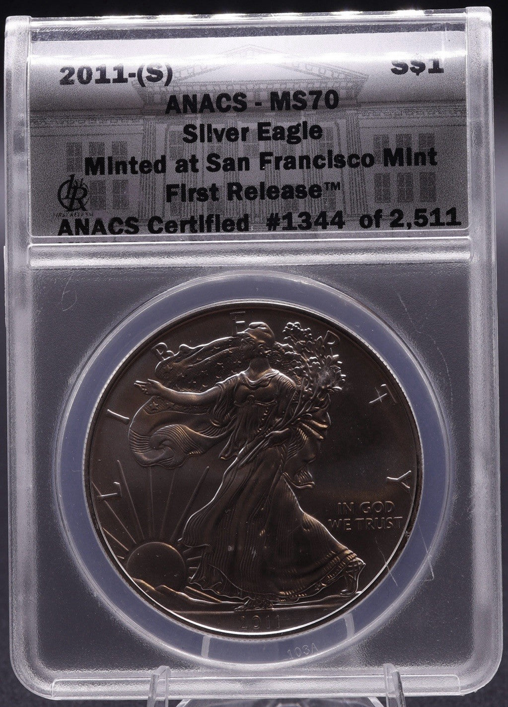 2011-S Silver Eagle ANACS MS70 First Release Ltd Ed /2511 25th Anniv Coin