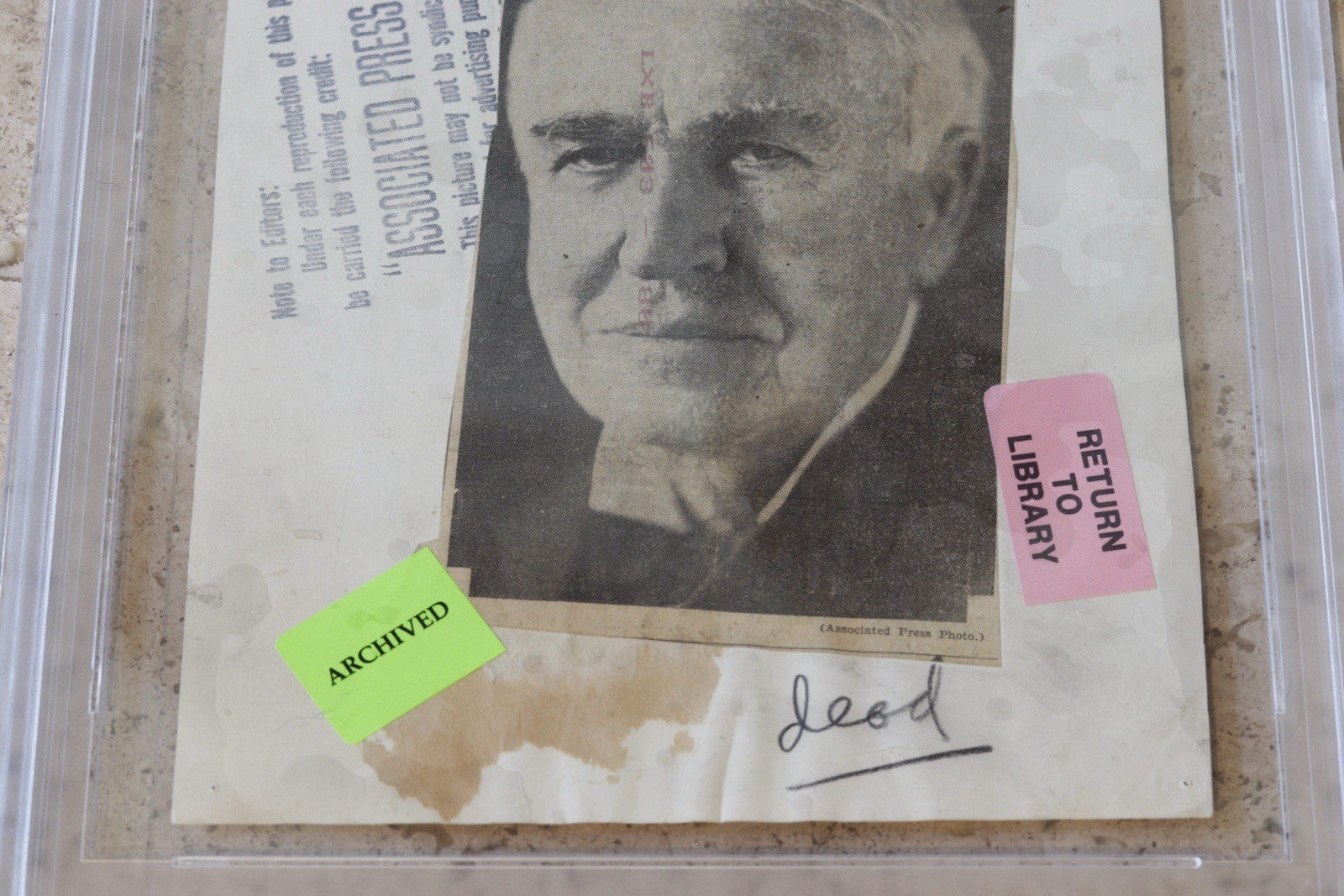 Thomas Edison 1931 Type IV PSA Photo • 1928 Image • Associated Press News