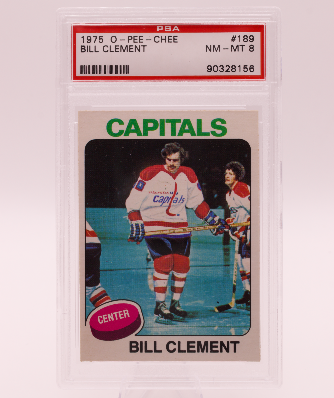 1975 O-Pee-Chee #189 Bill Clement PSA 8 NM-MT Washington Capitals OPC Hockey
