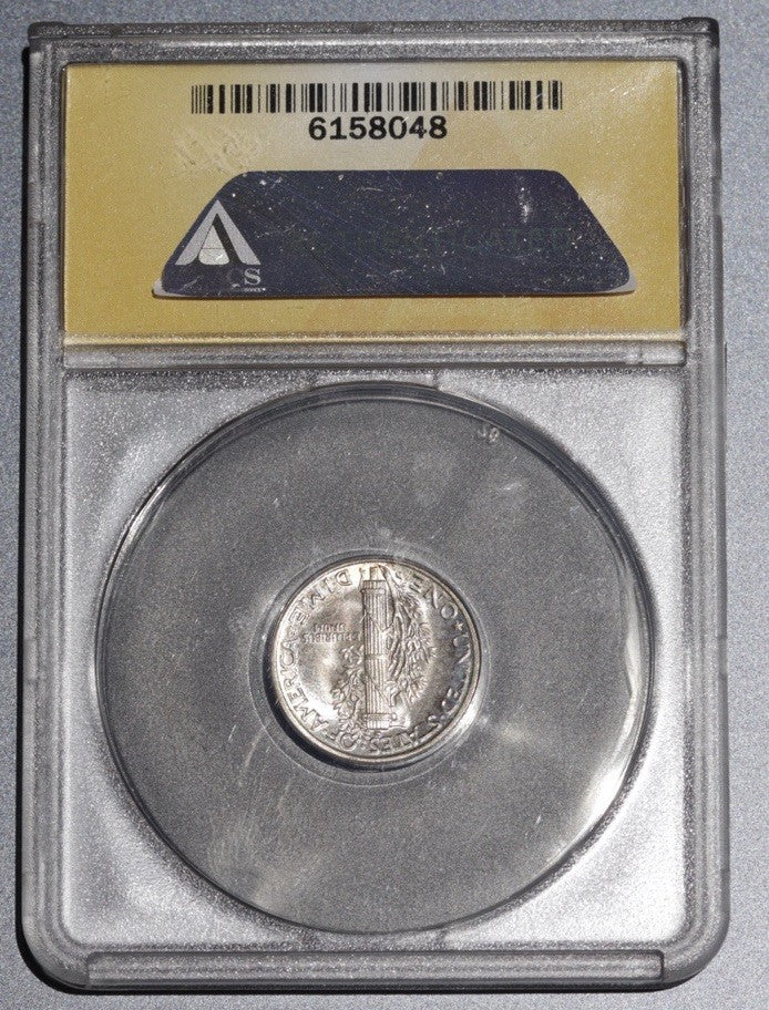 1945-D Mercury Dime ANACS MS 67 FSB • Final Year of Issue • Full Split Bands Gem
