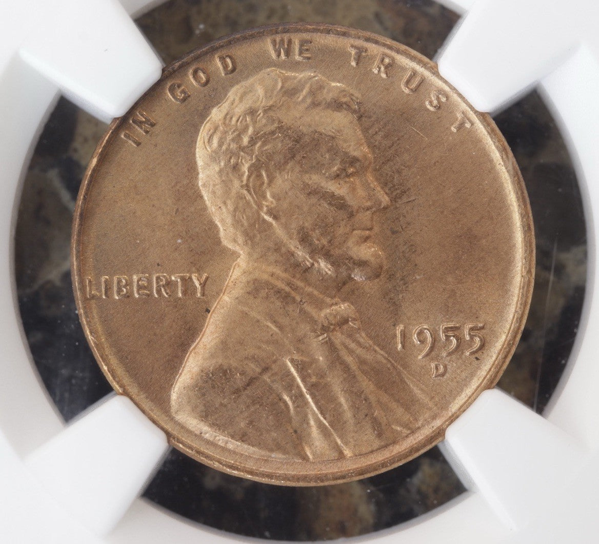 1955-D Lincoln Wheat Cent MS67 RD NGC • Gem BU • NGC Price Guide $1350