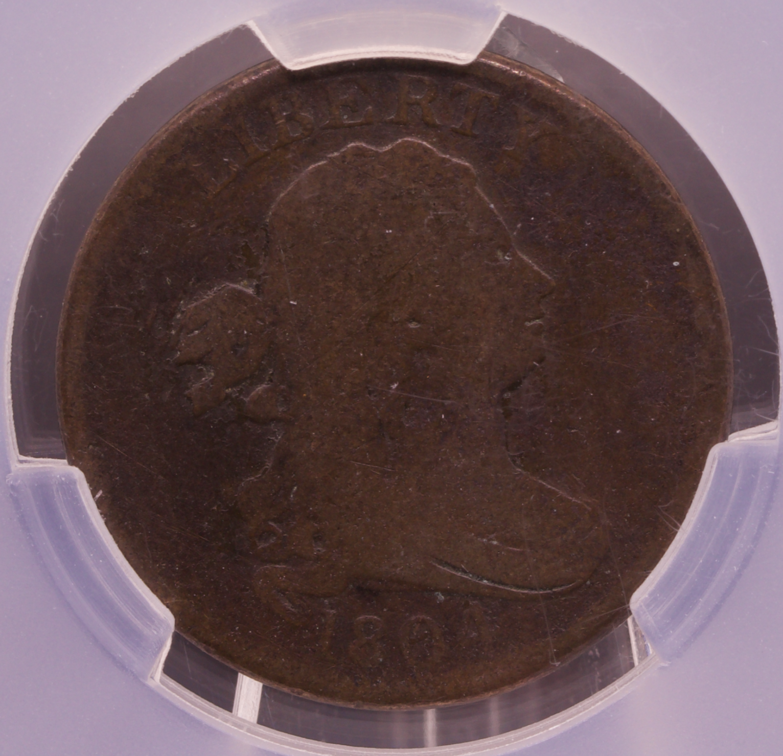 1804 Draped Bust Half Cent Crosslet 4 Stems CACG G Details Damage 1/2C Copper