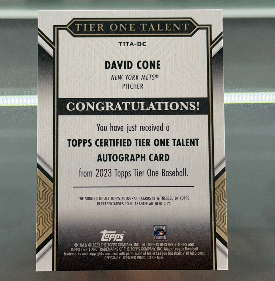 2023 Topps Tier One David Cone Tier One Talent On-Card Auto 081/249 NY Mets
